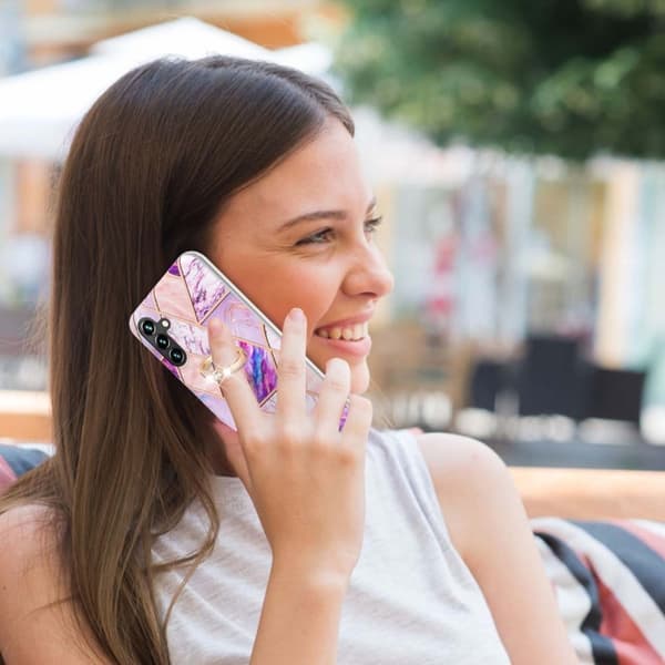 Marble Mønstret Deksel med Ring Holder til Samsung Galaxy A54 - Lyselilla Purple