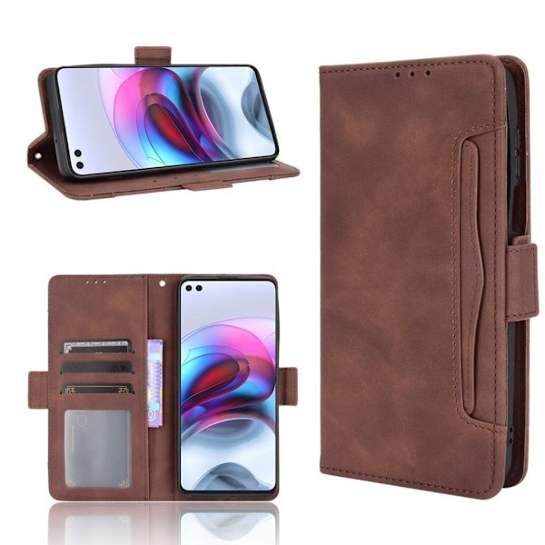 Modern-styled Læder Pung Etui til Motorola Moto G100 / Edge S - Kaffe Brown