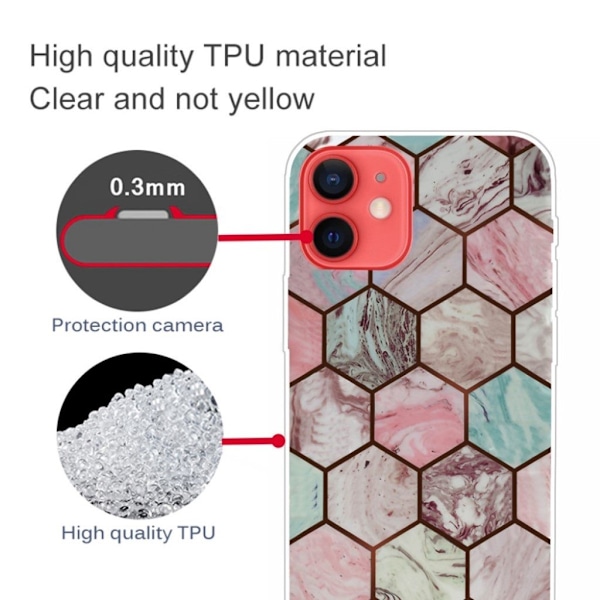 Marble iPhone 13 Suojakotelo - Honeycomb Marble Pattern Multicolor