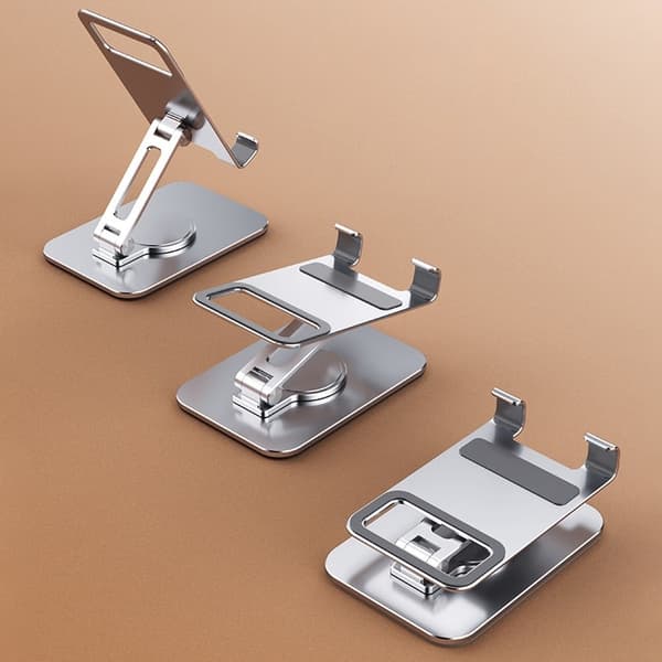 Yleiskäyttöinen pyöritettävä puhelin- ja tablettiteline - Harmaa Silver grey