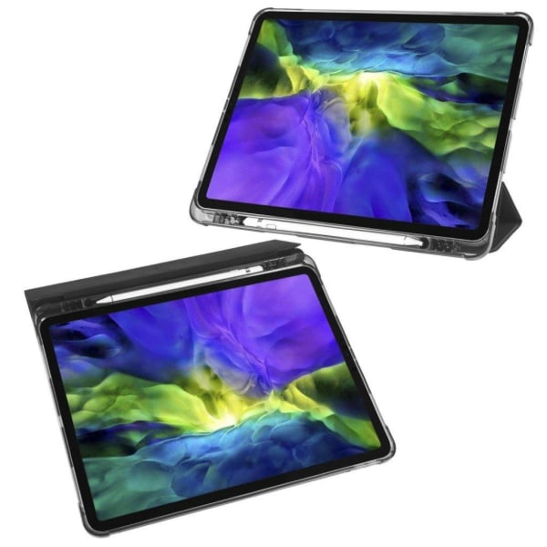 iPad Pro 11-tommer (2022) / (2021) / (2020) Tri-fold Stand Læder Smart Cover med Pen Slot - Sort Black