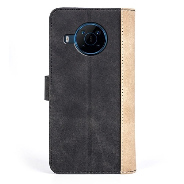 To Farvet Læder Flip Case til Nokia X100 - Sort Black