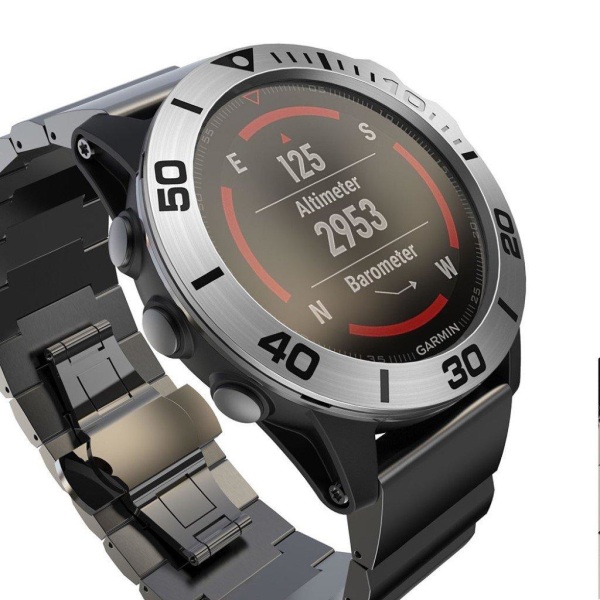 Garmin Fenix 5X / 5X Plus med cool ram i rostfritt stål - Silver / Svart Silvergrå