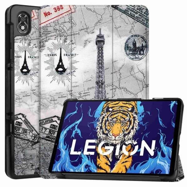 Lenovo Legion Y700 tri-fold pattern leather case - Tower Silvergrå