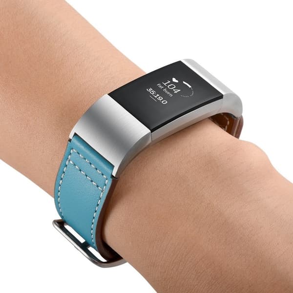 Fitbit Charge 2 klockarmband i äkta läder - Blå Blå