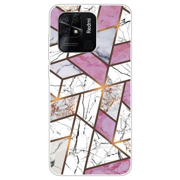 Marmormotiv Xiaomi Redmi 10C skal - Rosa / Vit / Grå Marmor Rosa