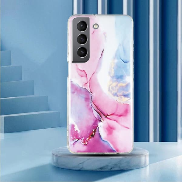 Marble Samsung Galaxy S22 Plus Etui - Rosa / Blå Multicolor