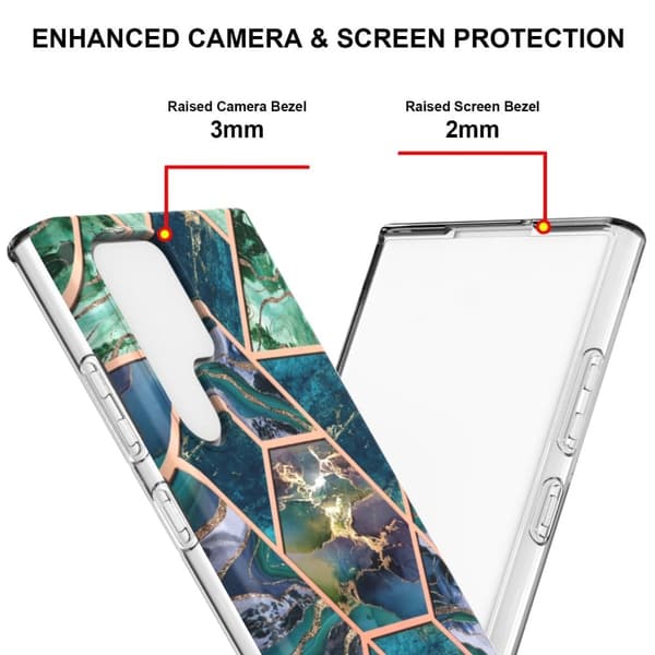 Marble Samsung Galaxy S22 Ultra Etui - Blå / Grøn Multicolor