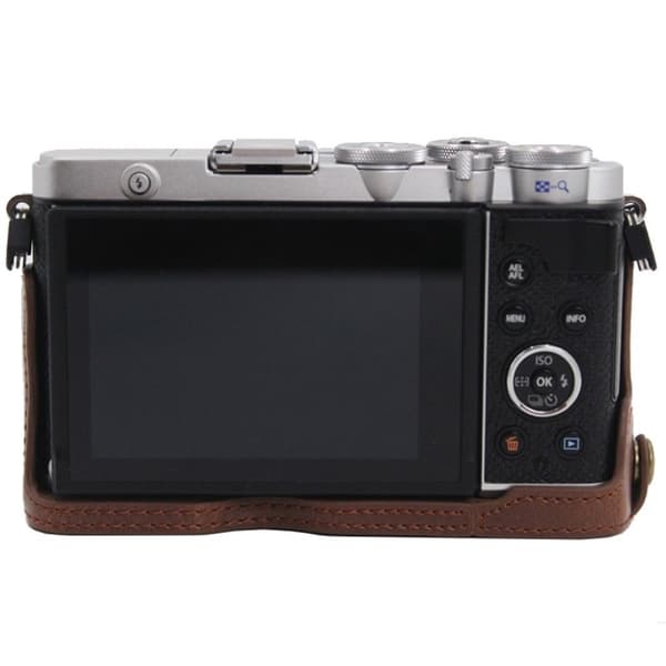 Olympus PEN E-P7 lædercover med batteriåbning - Kaffe Brown