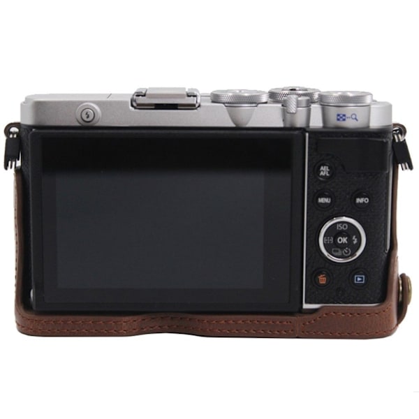 Olympus PEN E-P7 läderfodral med batteriöppning - Kaffe Brun