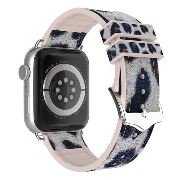 Apple Watch Series 8 (41mm) klockarmband i silikon med leopardmönster - Vit Vit