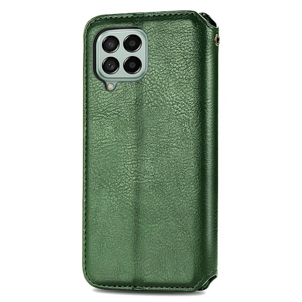 Läder Samsung Galaxy M53 5G fodral med romb-design - Grön Grön