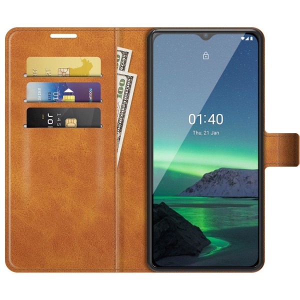 Hållbart konstläder Nokia 1.4 fodral med plånbok - Orange Orange