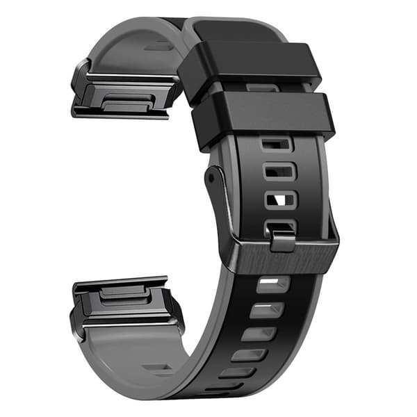 Kaksivärinen silikoninen kellohihna Garmin-kelloon - Musta / Harmaa Black