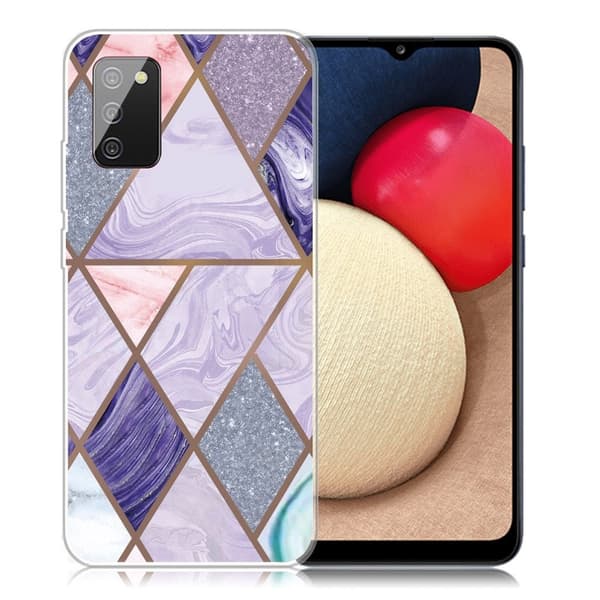 Marble Samsung Galaxy A02s Etui - Triangles and Diamond Marble Multicolor