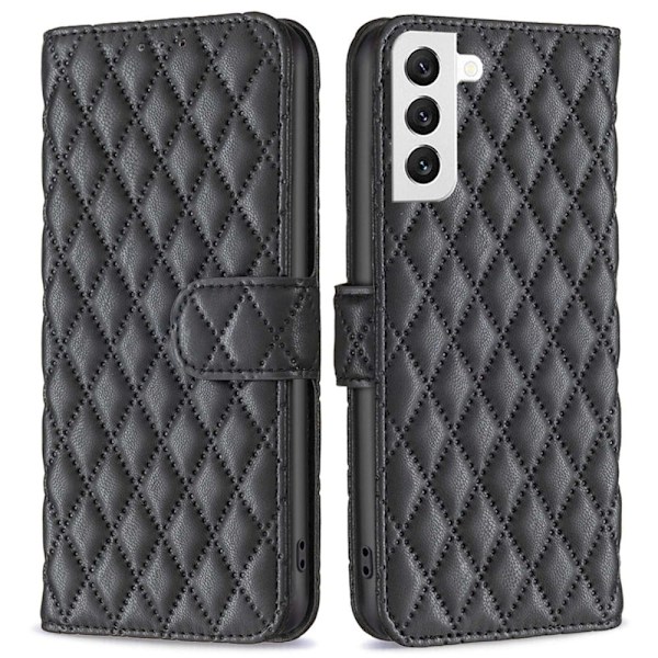 Rhombus mat Samsung Galaxy S22 flip etui - Sort Black