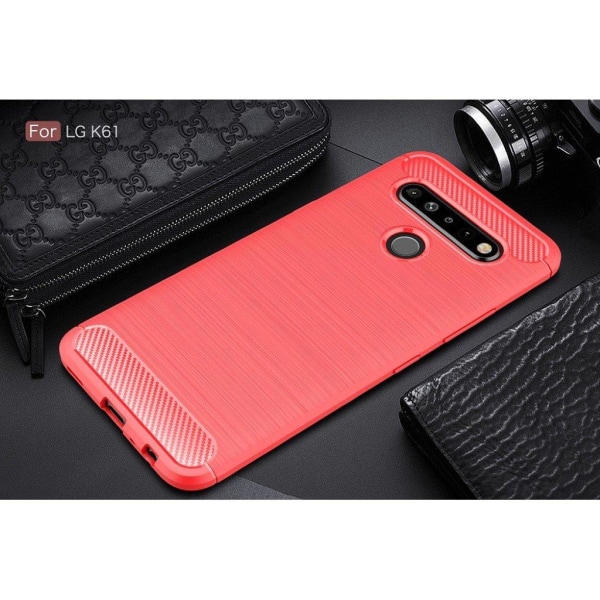 Carbon Flex cover - LG K61 - Rød Red