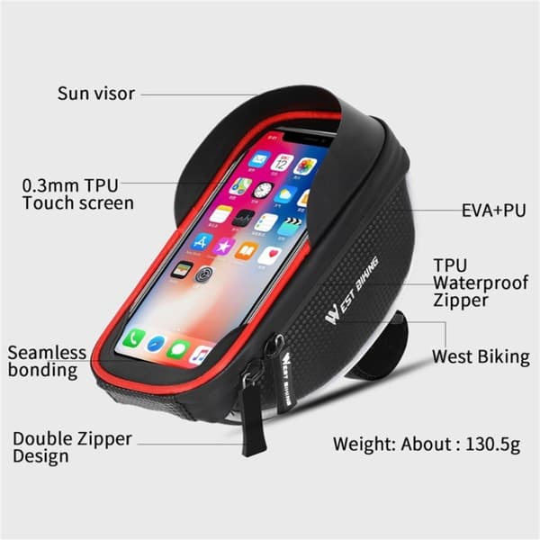 WEST BIKING vanntett sykkelveske til styret Black