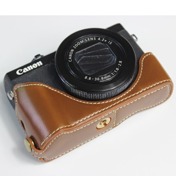 Canon PowerShot G7 X Mark II holdbart læder etui - Brun Brown