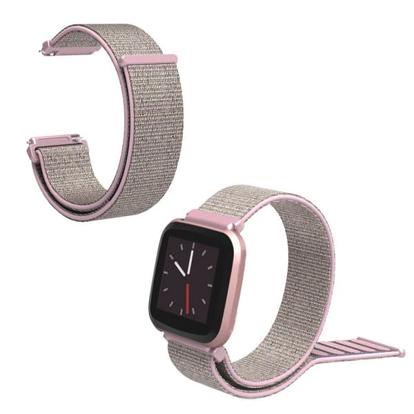 Fitbit Versa Lite velcro urrem - Grå/Lyserød Pink