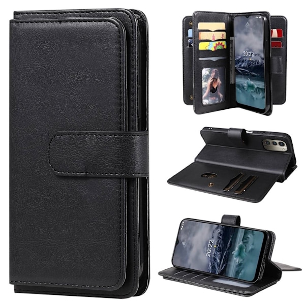 Nokia G11 / Nokia G21 etui med pung / 10 kortpladser – Sort Black