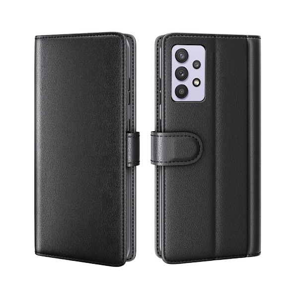Äkta läder Samsung Galaxy M32 5G / Samsung Galaxy A32 5G fodral med korthållare Svart