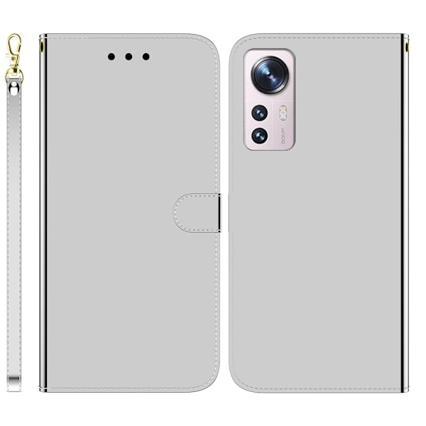 Mirror Xiaomi 12 Pro flip case - Hopea Silver grey