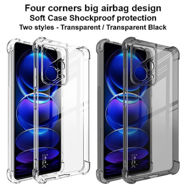IMAK Airbagskydd för Xiaomi Redmi Note 12 Pro Plus - Genomskinlig Svart Svart
