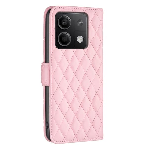 Rombemønster, matt flip-deksel for Xiaomi Redmi Note 13 - Rosa Pink