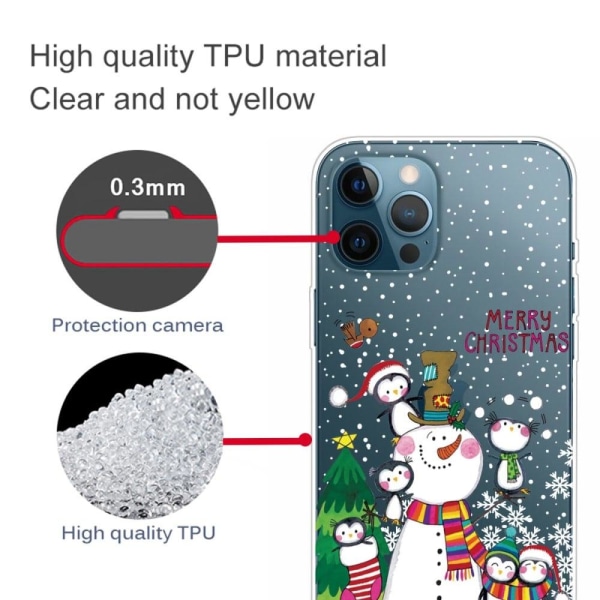 Julfodral till iPhone 14 Pro - Pingvinfamilj multifärg