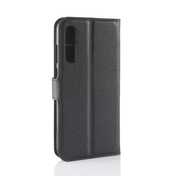 Huawei P20 Pro litchi tekstur PU læder flip etui - Sort Black