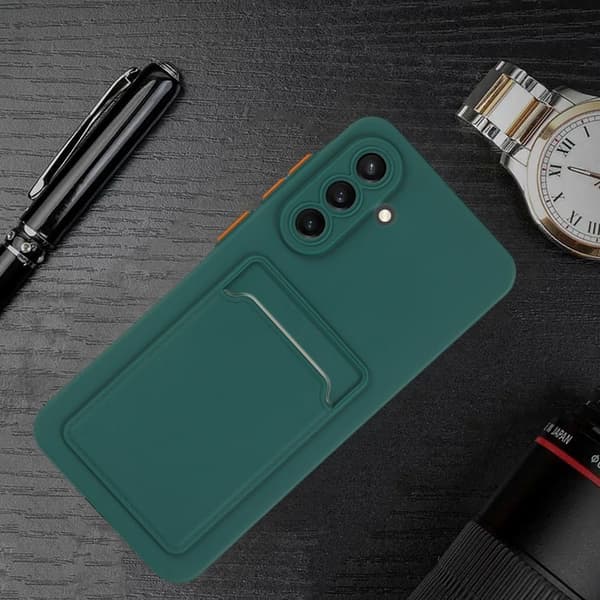 Samsung Galaxy A36 5G Fodral Kortplats Matt fingeravtrycksfritt bakstycke - Grön Grön