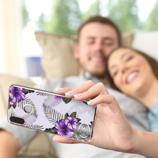 Marble Samsung Galaxy M11 / A11 Etui - Lilla Blomster Purple
