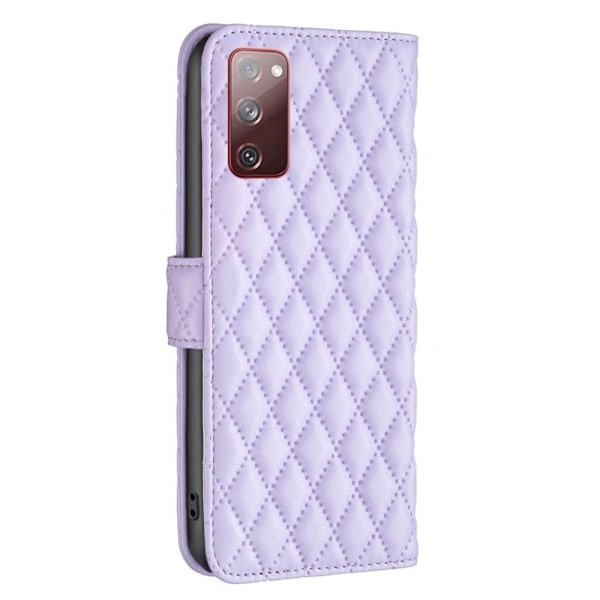 Rhombus Mønster Matte Flip Case til Samsung Galaxy S20 Fe 2022 / S20 Fe 5g / S20 Fe - Lilla Purple