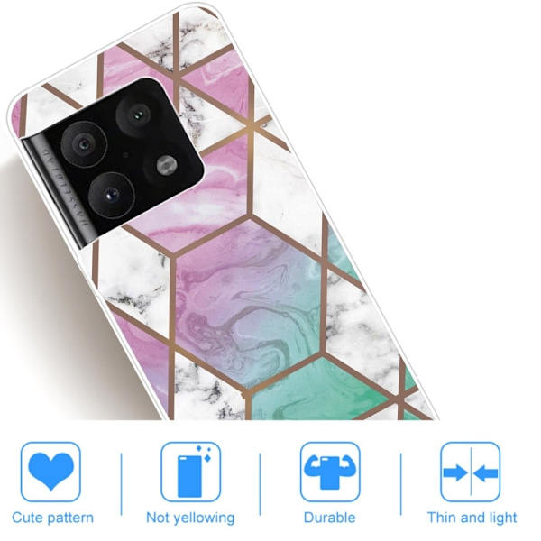 Marble OnePlus 10 Pro Etui - Hvid Diamant i Farverig Baggrund Multicolor