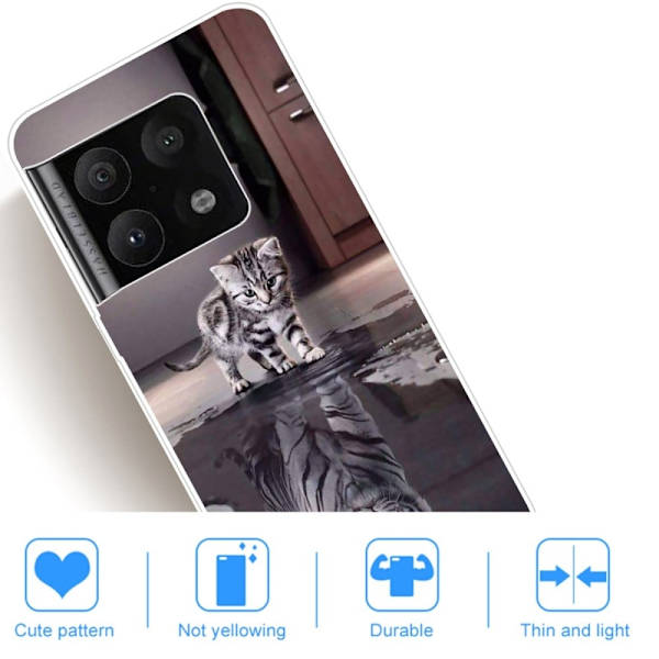 Deco OnePlus 10 Pro Etui - Katt og Tiger Silver grey