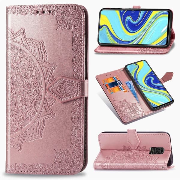 Mandala Xiaomi Redmi Note 9 Pro Max / 9 Pro / 9s Flip Etui - Rødguld Pink