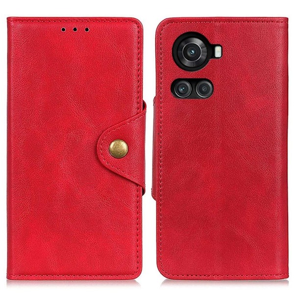 Alpha OnePlus 10R / OnePlus Ace nahkainen läppäkotelo - Punainen Red