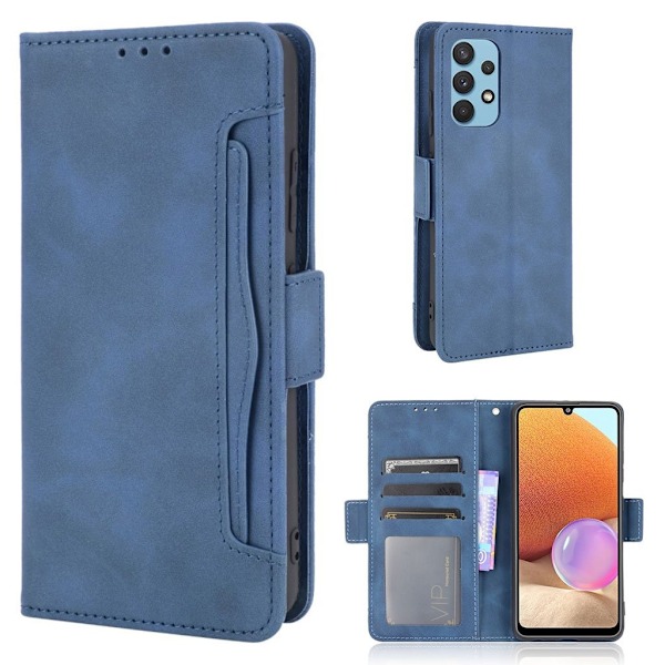 Modern-styled Læder Pung Etui til Samsung Galaxy A32 - Blå Blue