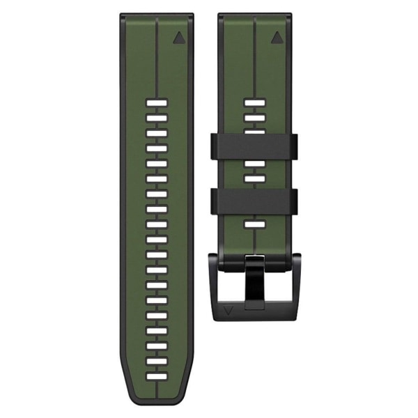 26 mm dubbelfärgat silikonarmband för Garmin-klocka - Militärgrön / Svart Grön