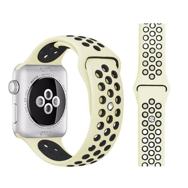 Apple Watch Series 5 / 4 44mm dobbeltfarvet urrem - Beige / Sort Beige