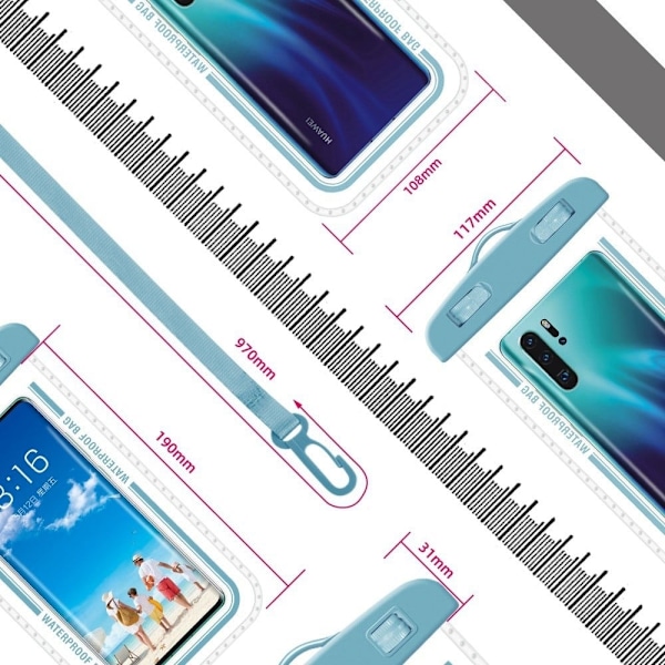 Universal waterproof phone bag with lanyard - Macaroon Blue Blue