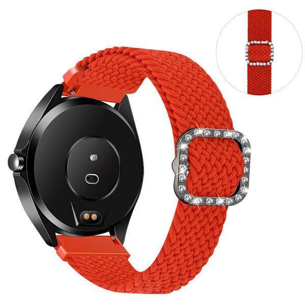 20mm Universal nylon + strassi solki kellon hihna - Oranssinpunainen Red