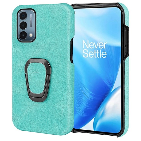 Iskunkestävä nahkasuojus soikealla jalustalla OnePlus Nord N200 5G:lle - Vaaleanvihreä Green