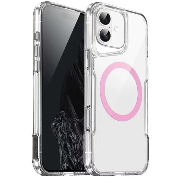 iPhone 16 Plus Clear Case Flexibelt och akrylbaserat mobilskal kompatibelt med MagSafe - Rosa Rosa