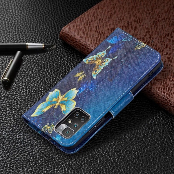 Wonderland Xiaomi Redmi 10 Prime / Redmi 10 Flip Etui - Golden Sommerfugle Blue