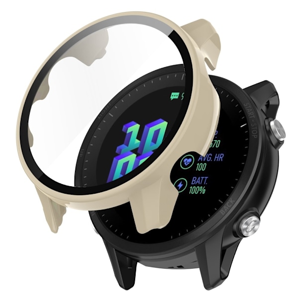 Garmin Forerunner 955 skyddsfodral med härdat glas - Elfenben Vit Vit