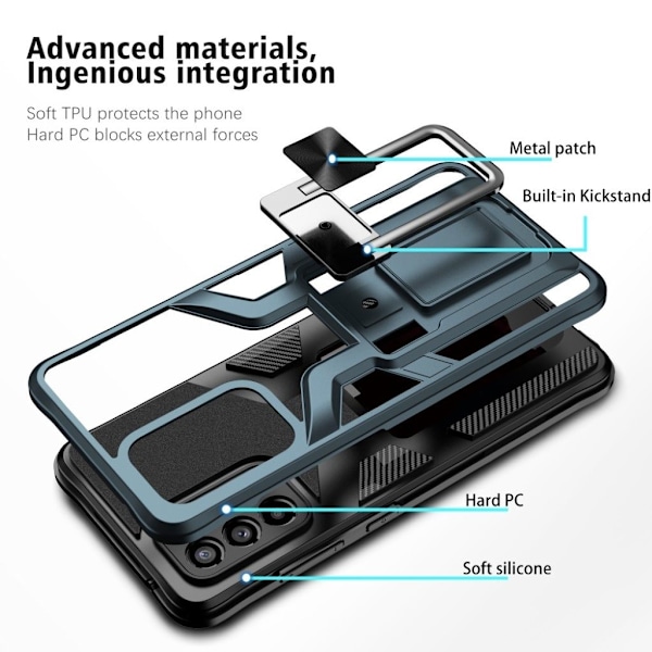Shockproof Hybrid Suojakuori With Kickstand For Samsung Galaxy A52 5G - Sininen Blue