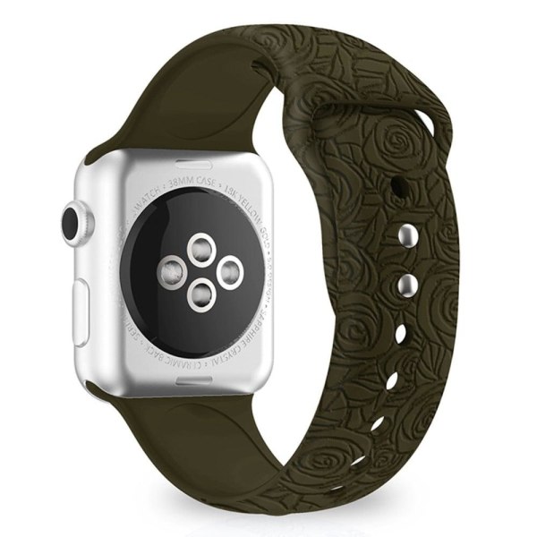 Apple Watch (45 mm) enfärgat mönsterarmband i silikon - Mörkgrön Rosa Grön