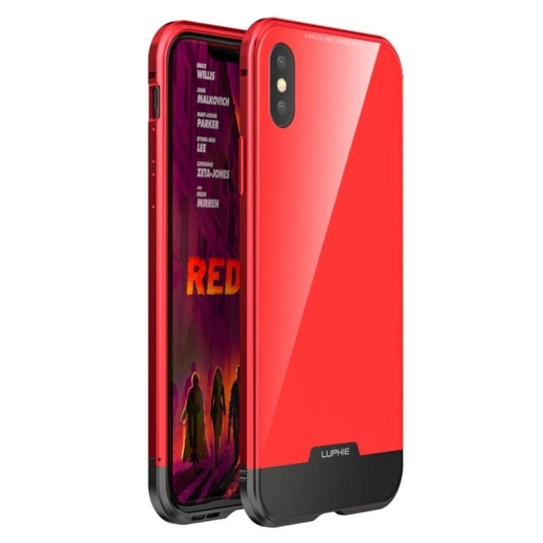 iPhone Xs Max LUPHIE magneettinen metalli ja lasi suojakuori mis Red